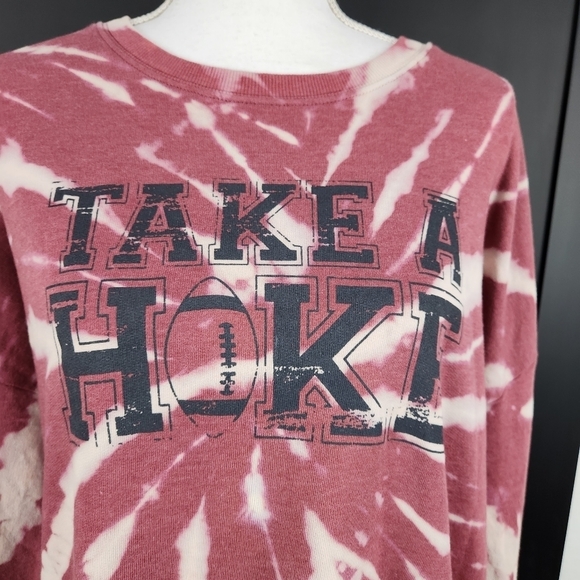 Nwt Kickoff Shop Women’s Tie Dye Sweatshirt Rusty Red Snap Buttons Sz XL - Picture 2 of 9